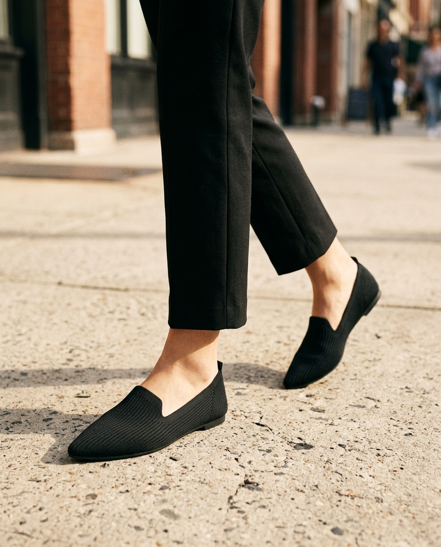 Black · mid-stride on pavement