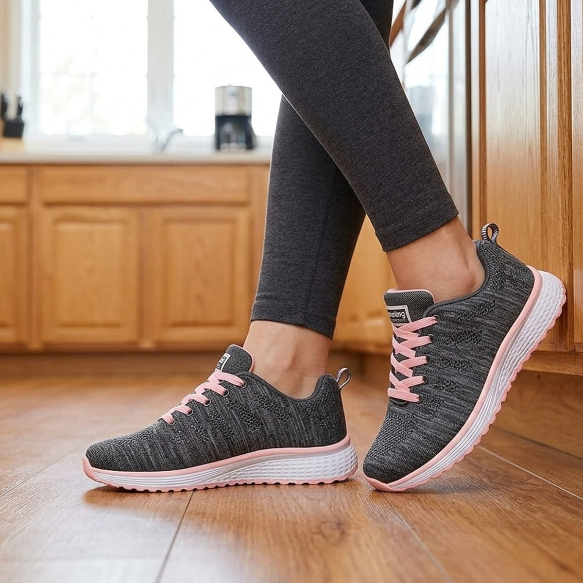 Grey / Pink — in the kitchen