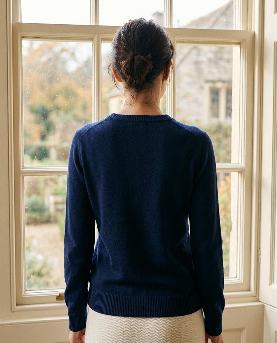 Navy · back view, unretouched