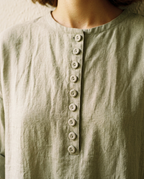 The Second Coffee Dress — covered button detail