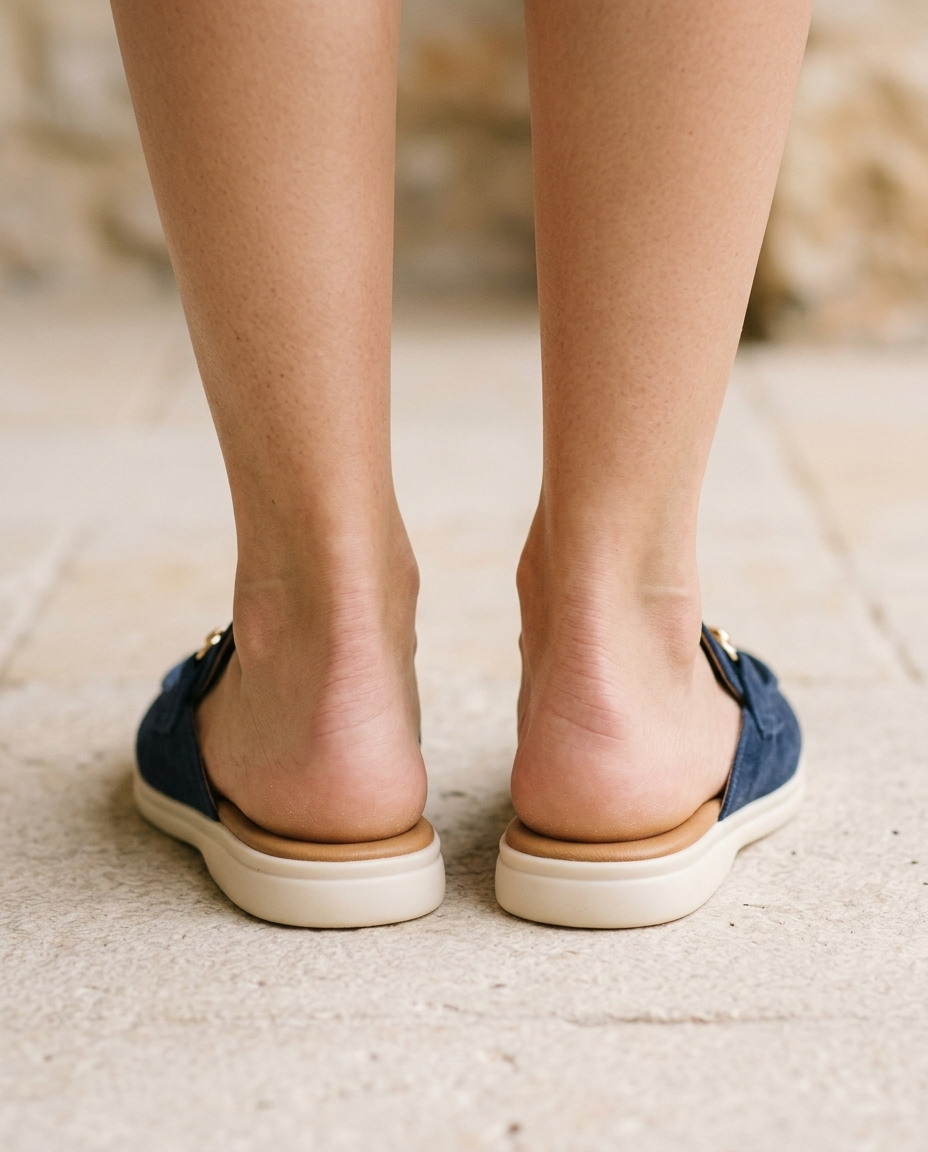 The Easy Errand Mules — back view, open heel