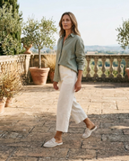 The Easy Errand Mules — worn with cropped linen trousers