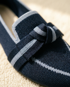The Long Weekend Loafers — knit bow and piping detail