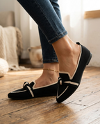 The Long Weekend Loafers — the knit gives as you slip them on