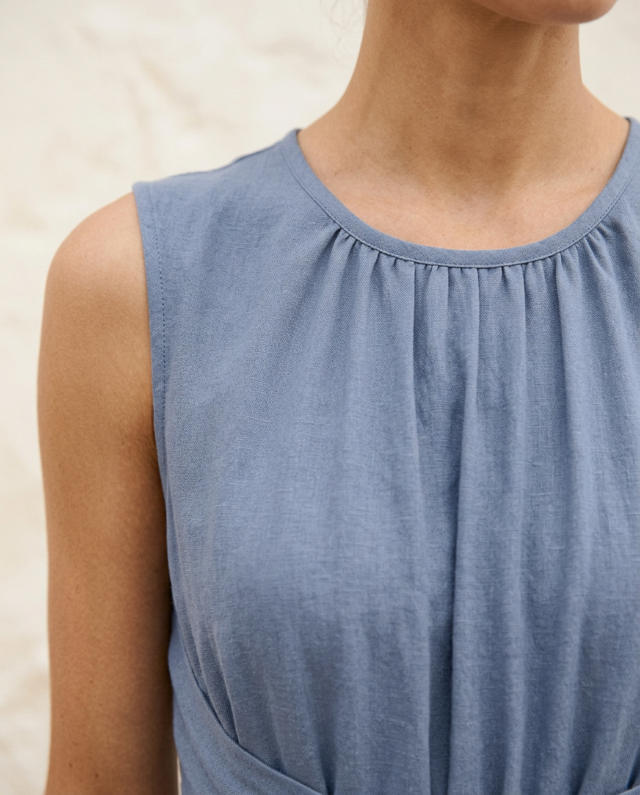 The Long Afternoon Dress — round neckline and armhole