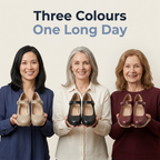 Three colours, one long day — bone, black and burgundy