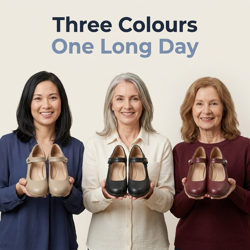 Three colours, one long day — bone, black and burgundy