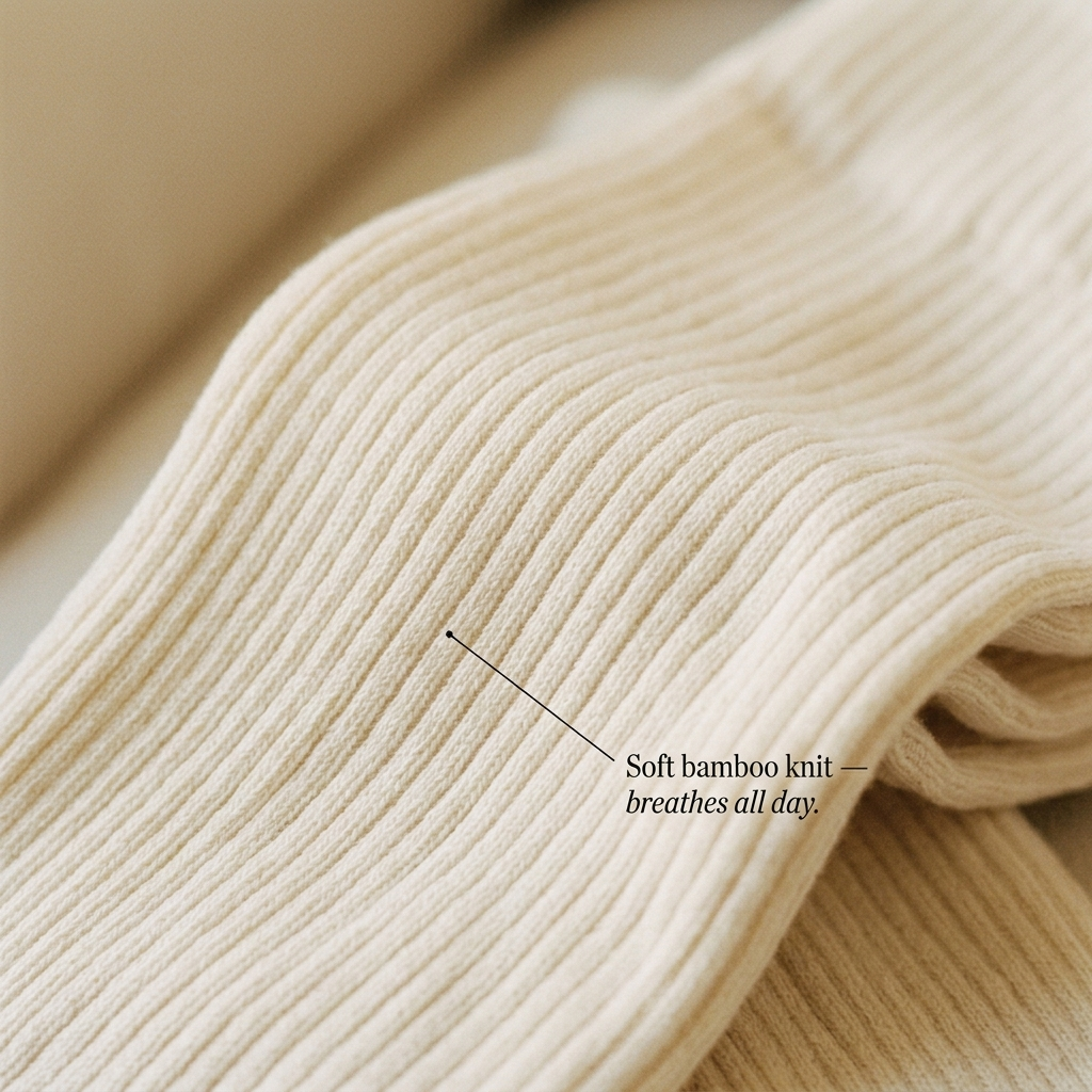 Soft bamboo knit — breathes all day