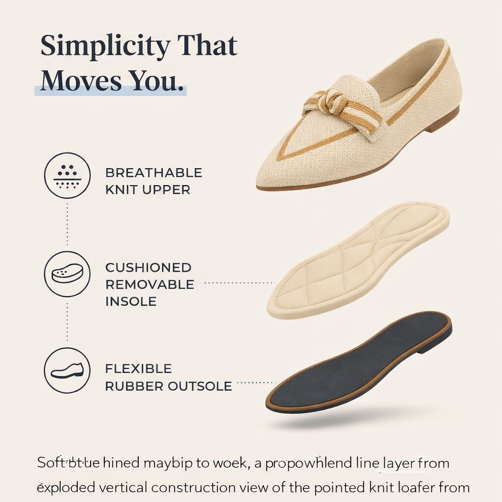 Simplicity that moves you — knit upper, cushioned removable insole, flexible rubber outsole