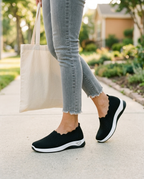 Black · out for errands with a canvas tote