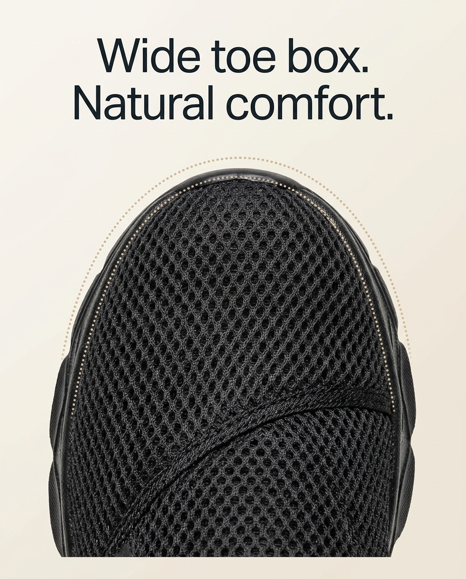 Wide toe box. Natural comfort.