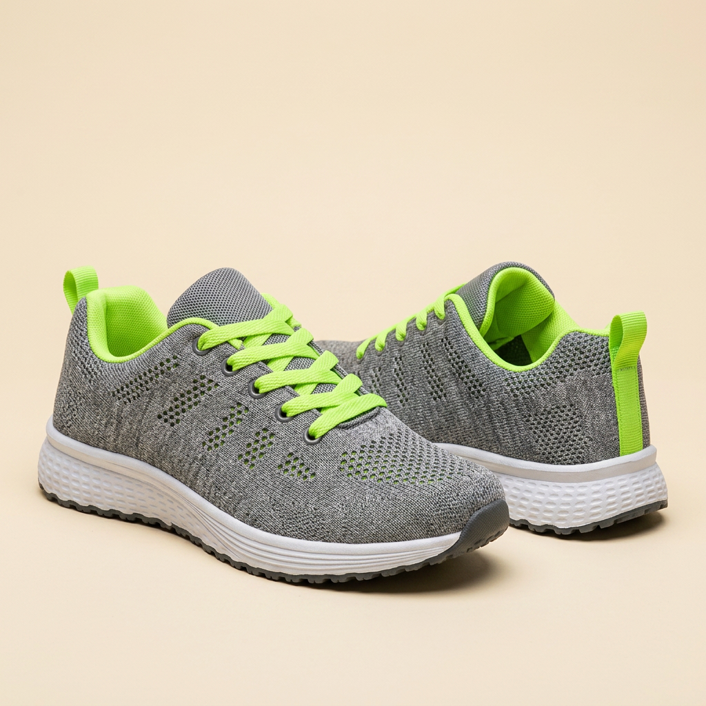 The Long Shift Sneakers — Grey / Lime, studio