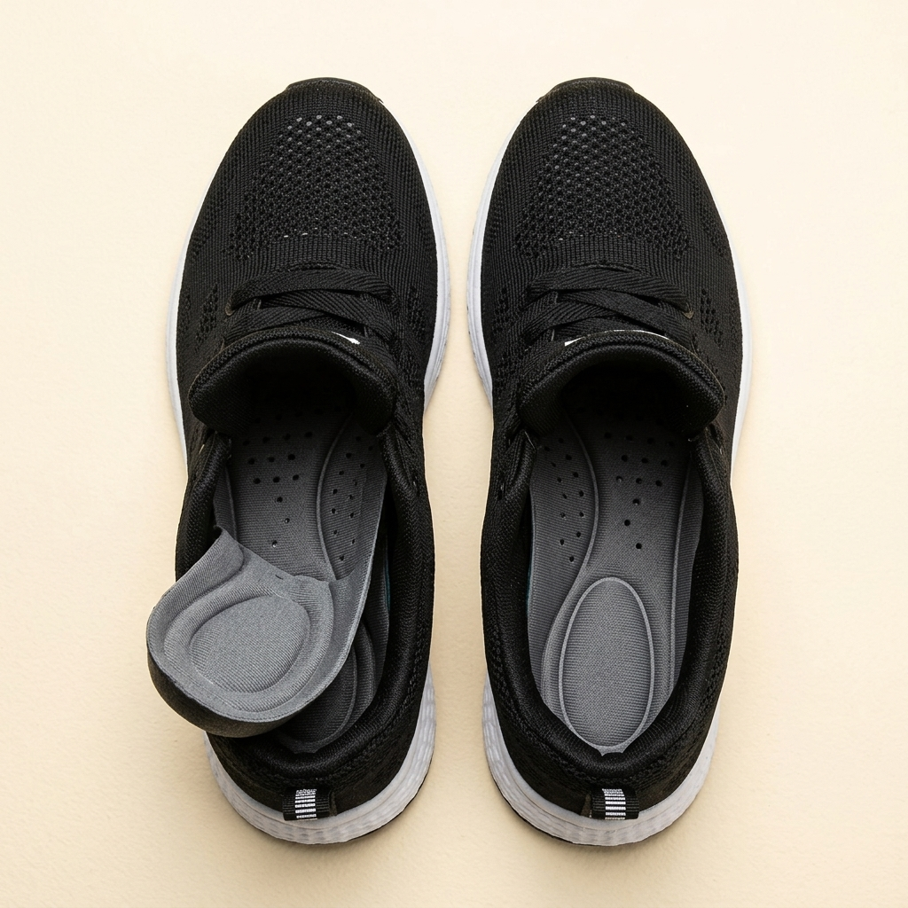 Rounded roomy toe box with cushioned footbed
