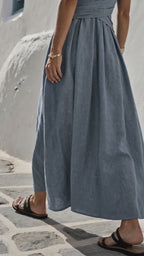 The Long Afternoon Dress in motion — Cornflower