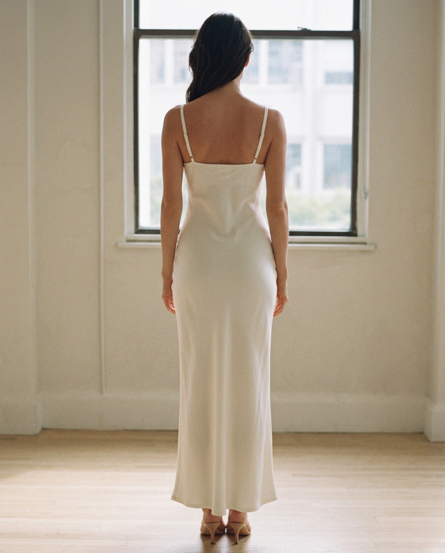 Back view · bias cut